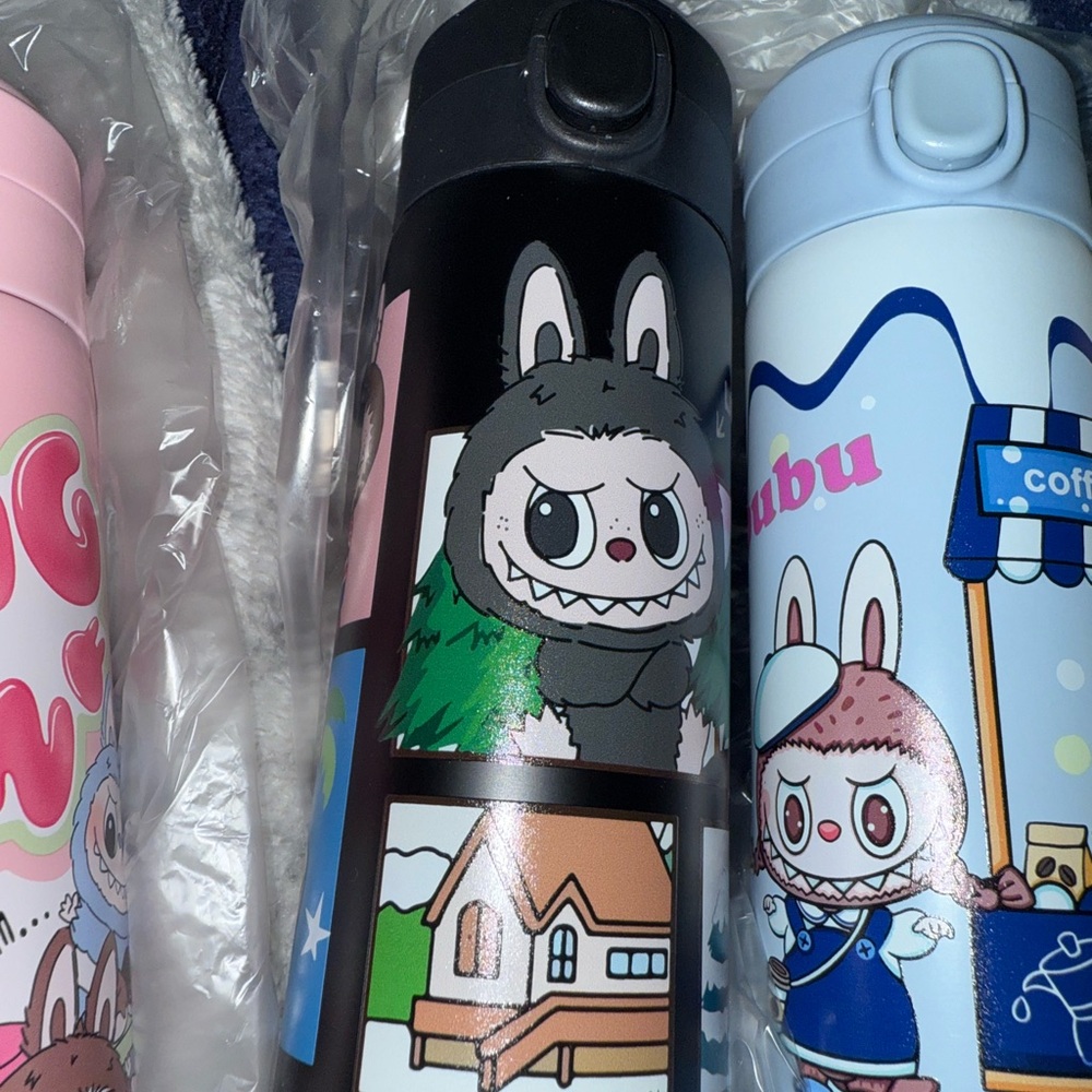 LA BUBU COLOR BLACK NEW IN BOX Cute Cartoon Character Thermos